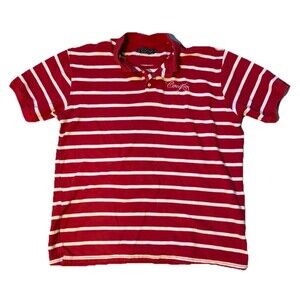 Vintage Y2K Coogi Polo Shirt Men's 3XL Red Solid Striped Embroidered Logo